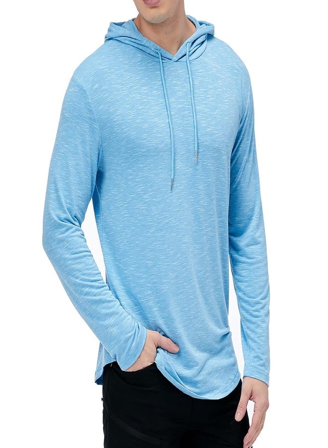 MANSDOUR Men's Athletic Hooded Shirts Long Sleeve Workout Sport Hoodie Casual Running T Shirt Quick Dry Pullover Top Lightweight Golf Shirts Fashion Solid Color Active Gym Sweatshirt Blue - Image 4